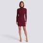 Vestido Mini Canalé Cuello Alto Mujer - Burdeos - Frontal