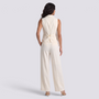 Conjunto Chaleco Sin Mangas Mujer Pantalon Ancho - Offwhite Back