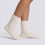 Calcetines de casa mujer mullidos caña media en color Blanco, vista lateral