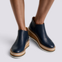Botines Planos con Cremallera Lateral Mujer - Azul Marino - Vista Frontal