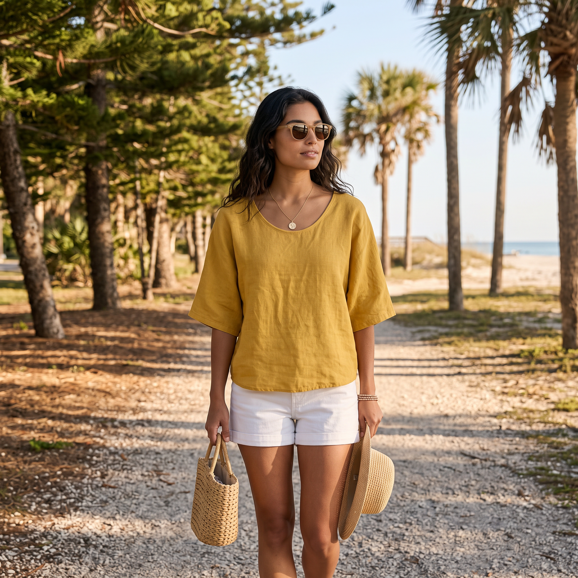 Camiseta Mujer Holgada Lino Verano - lifestyle beach