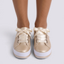 Zapatillas de plataforma de mujer doradas con cordones de cinta, vista frontal