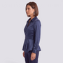 Camisa Satinada Mujer Cinturón Cruzado - Azul Marino - Lateral