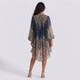 Vestido Cuello Alto Estampado Mujer Azul Marino - vista trasera