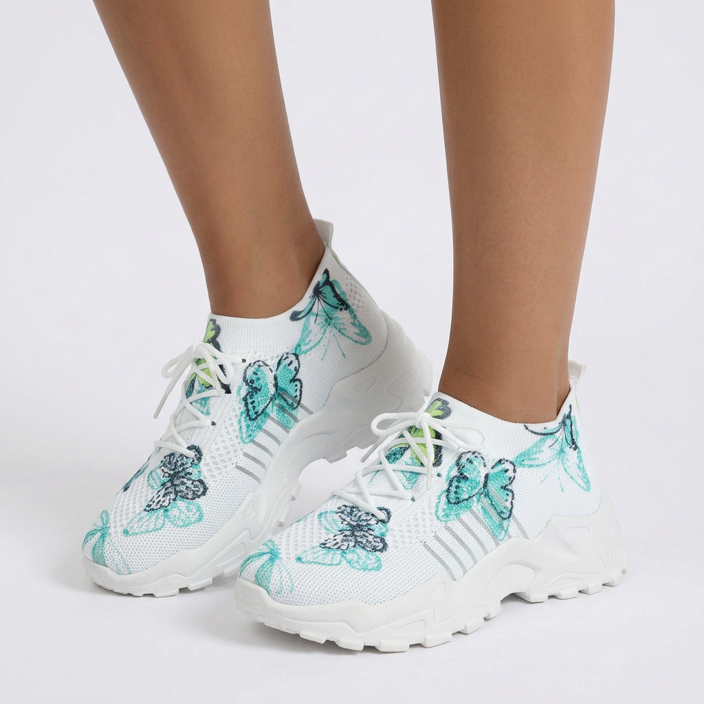 Zapatillas Mariposas Verde - Frontal