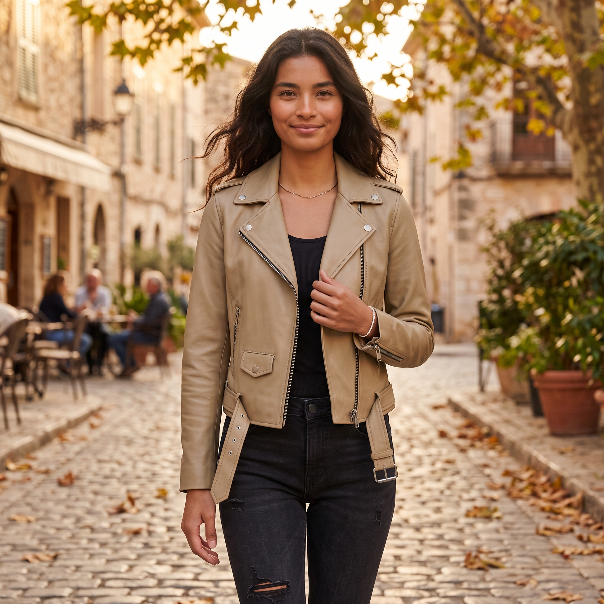 Chaqueta Corta Mujer Motera Efecto Piel - Lifestyle