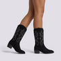 Botines camperos bordados mujer color negro, vista lateral