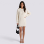 Vestido Punto Capucha Oversize Mujer Manga Larga - Blanco - Frontal