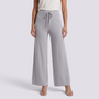 Pantalón Punto Ancho Mujer Cintura Alta - Gris - Frontal