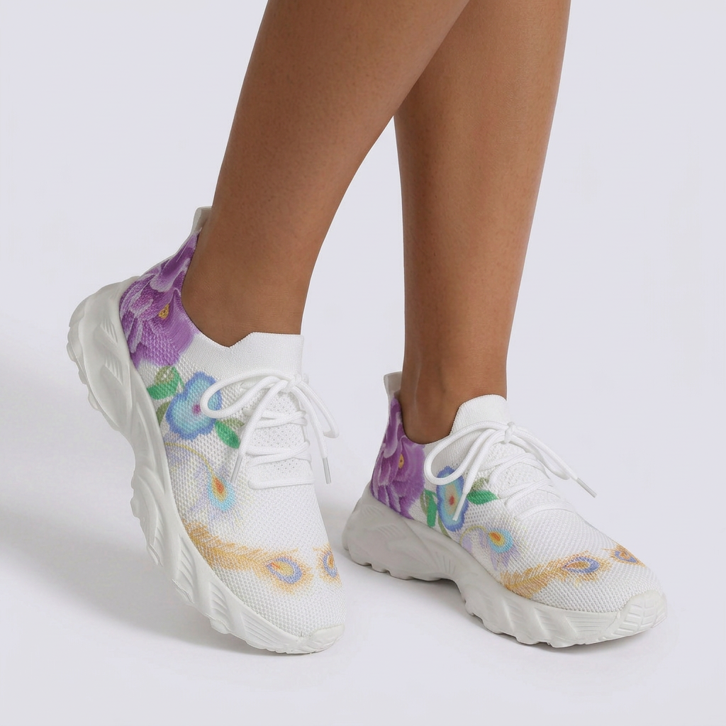 Zapatillas Deportivas Mujer Estampado Floral Flying-Woven - Púrpura - Vista Frontal