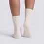 Calcetines de casa mujer mullidos caña media en color Blanco, vista trasera