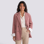 Chaqueta Cruzada Pana Mujer Oversize - Rosa - Frontal