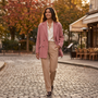 Chaqueta Cruzada Pana Mujer Oversize - Rosa - Lifestyle