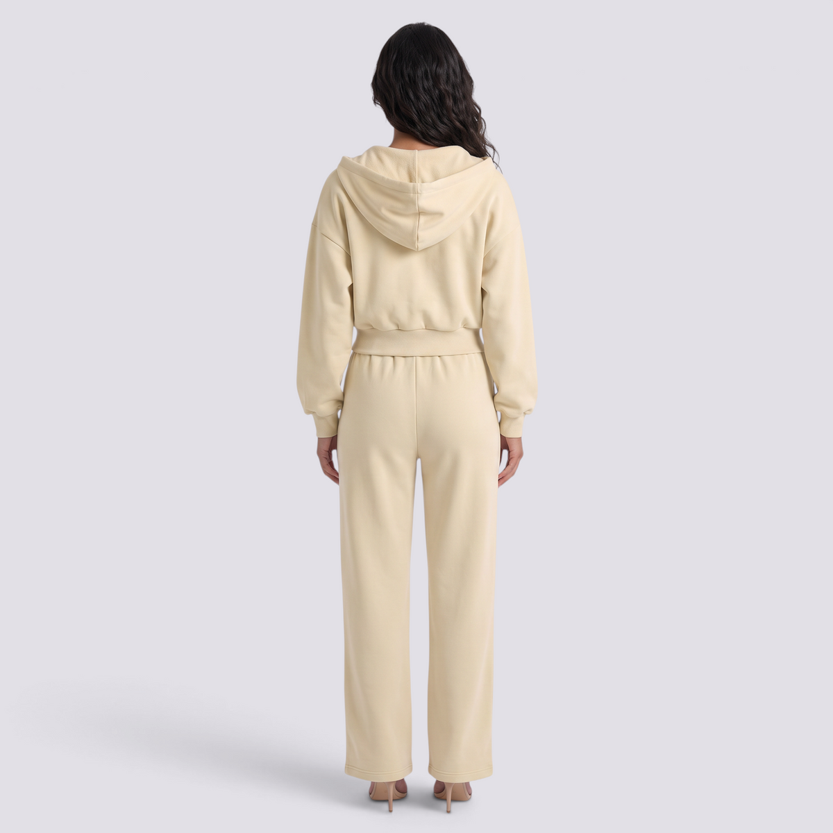 Conjunto Sudadera Capucha Mujer Oversize - Albaricoque - back