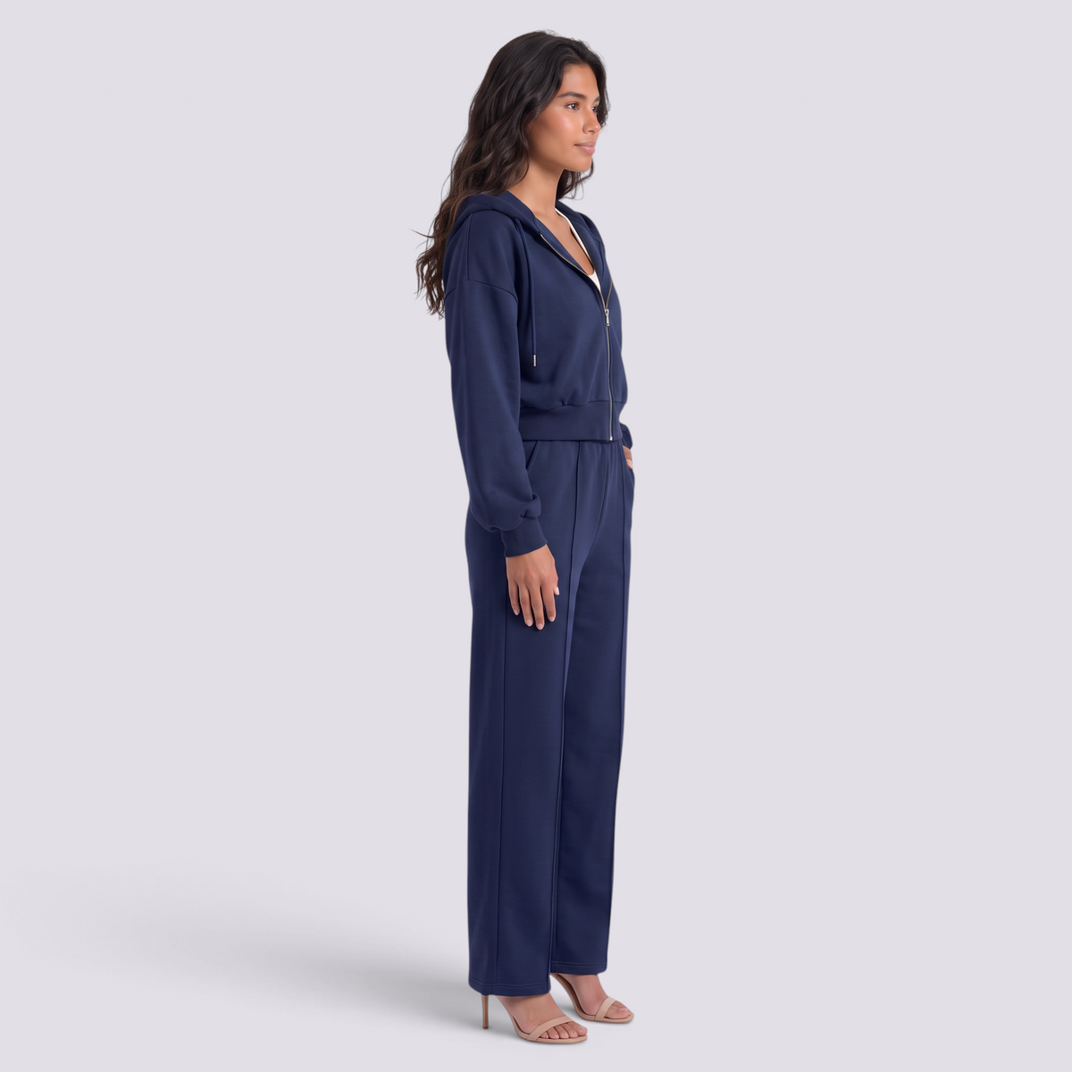 Conjunto Sudadera Capucha Mujer Oversize - Azul Marino - side