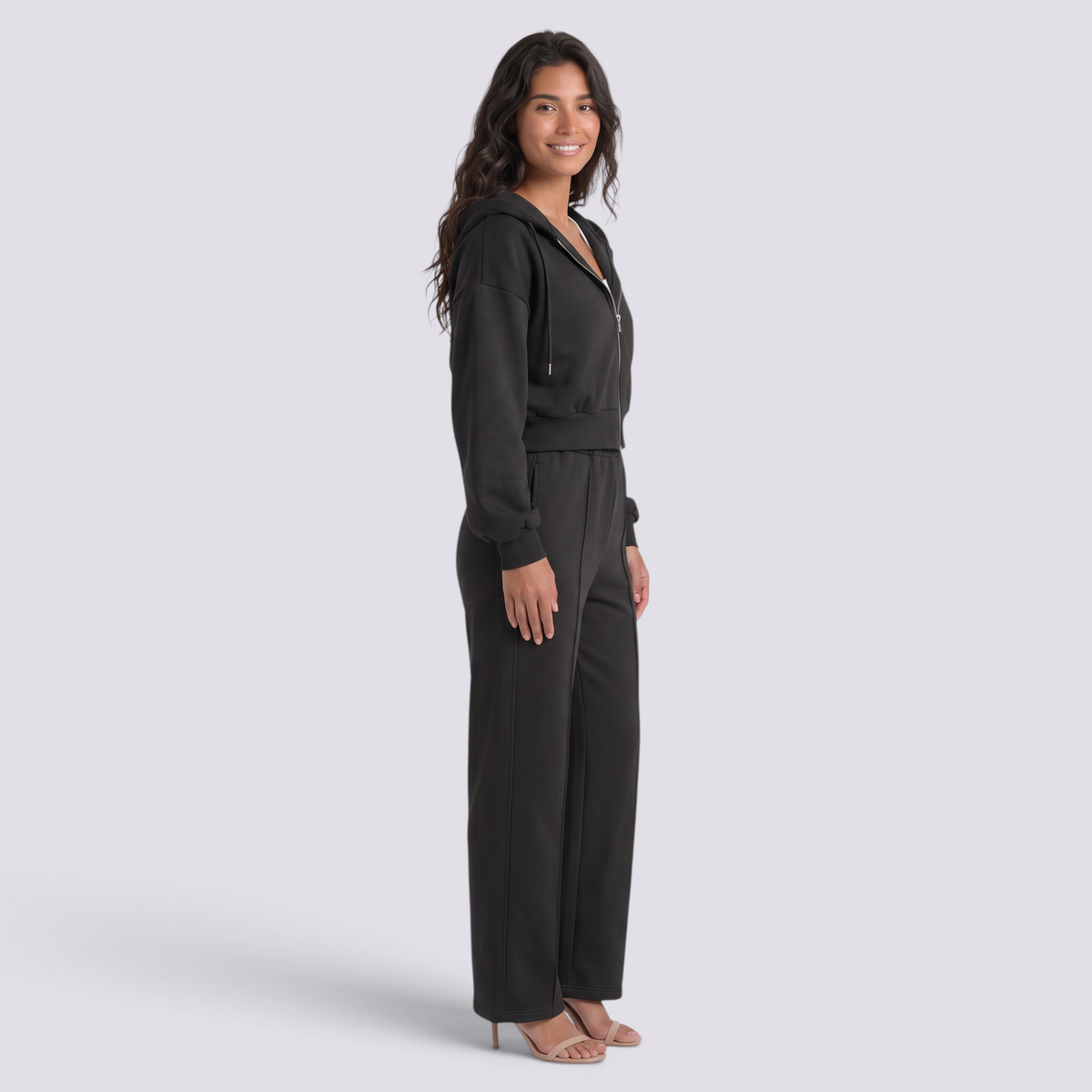 Conjunto Sudadera Capucha Mujer Oversize - Negro - side