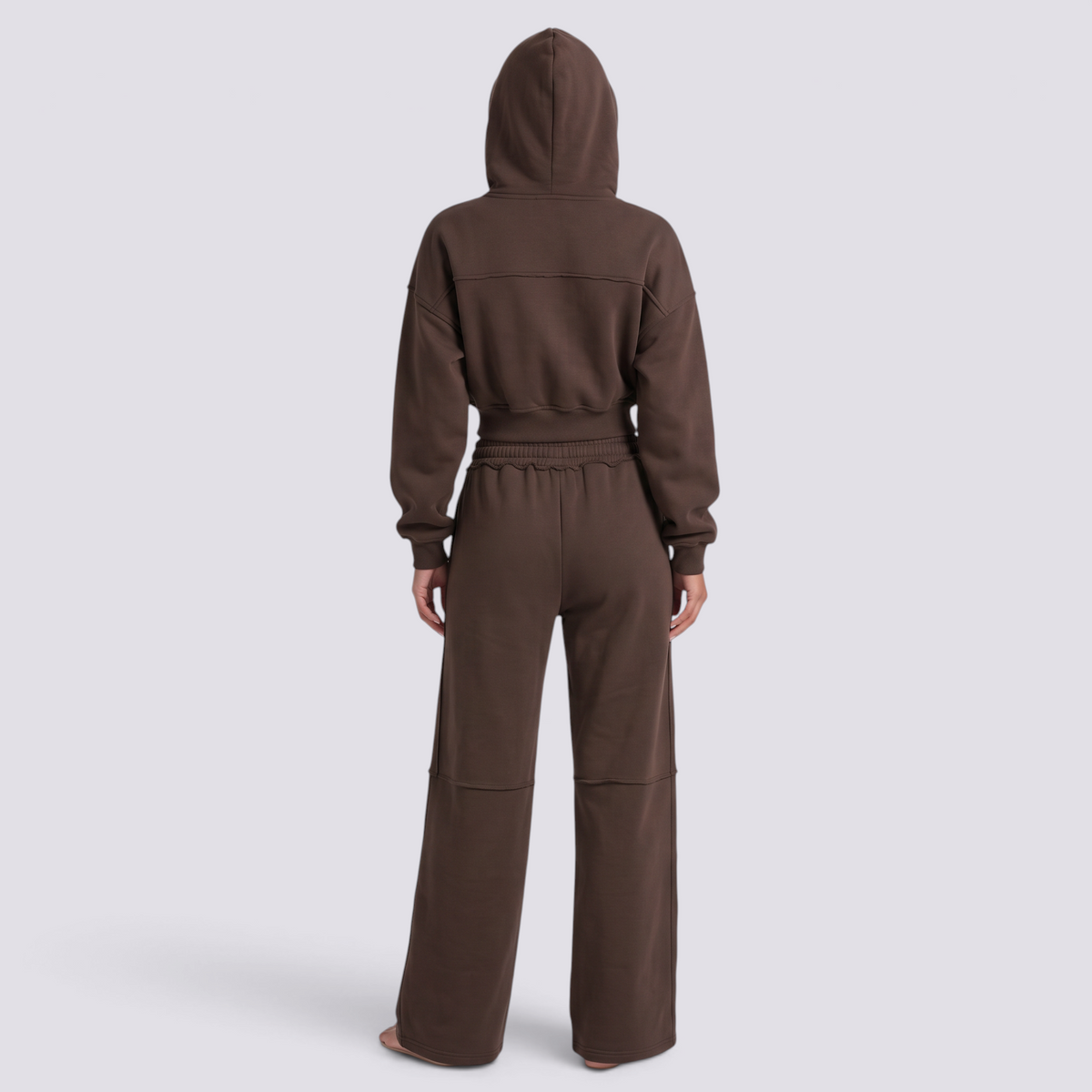 Conjunto Chaqueta Corta Capucha Mujer - Marrón - back