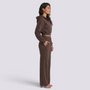 Conjunto Chaqueta Corta Capucha Mujer - Marrón - side