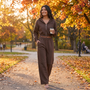 Conjunto Chaqueta Corta Capucha Mujer - Marrón - lifestyle
