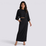 Conjunto Top Cropped y Falda Larga Cintura Alta Mujer - Negro - front