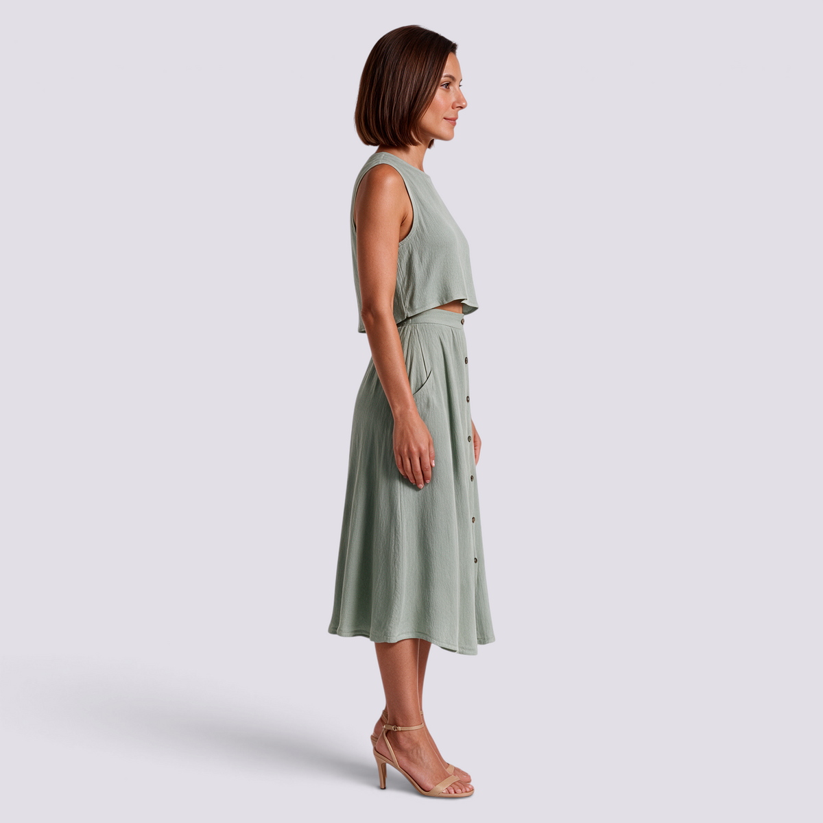 Conjunto Top y Falda Verde - Lateral