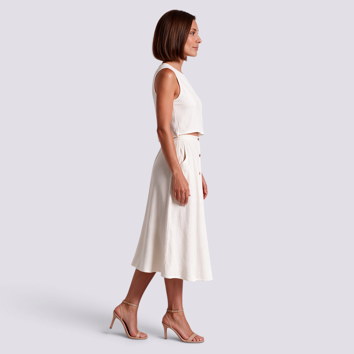 Conjunto Top y Falda Blanco - Lateral