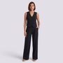 Conjunto chaleco sastre y pantalon palazzo mujer, negro, vista frontal