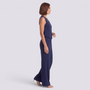 Conjunto chaleco sastre y pantalon palazzo mujer, azul marino, vista lateral