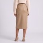 Falda Midi Mujer Abertura Frontal - Caqui - Espalda