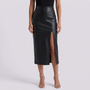 Falda Midi Mujer Abertura Frontal - Negro - Frontal