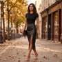 Falda Midi Mujer Abertura Frontal - Negro - Lifestyle
