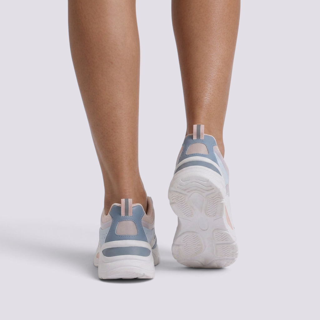 Zapatillas Deportivas Mujer Chunky Transpirables Rosa y Azul - vista trasera
