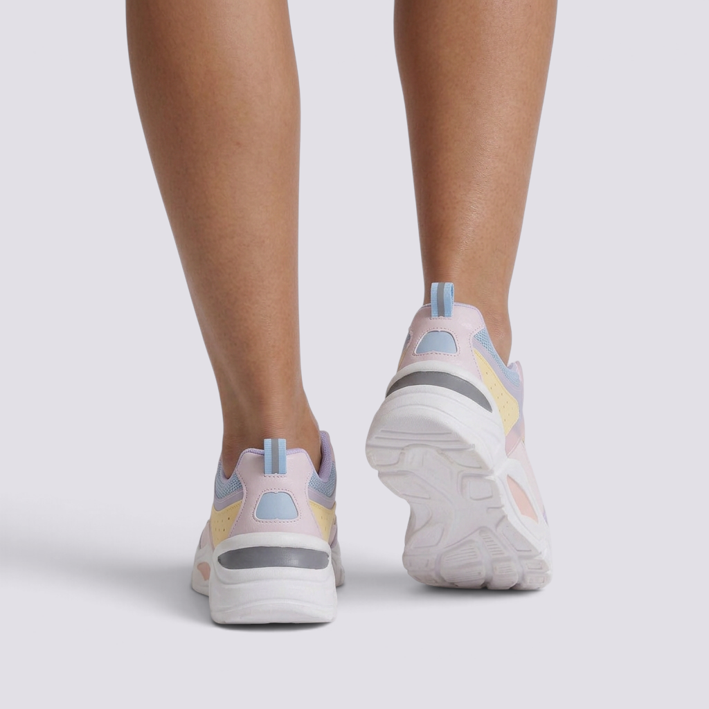 Zapatillas Deportivas Mujer Chunky Transpirables Rosa y Lila - vista trasera