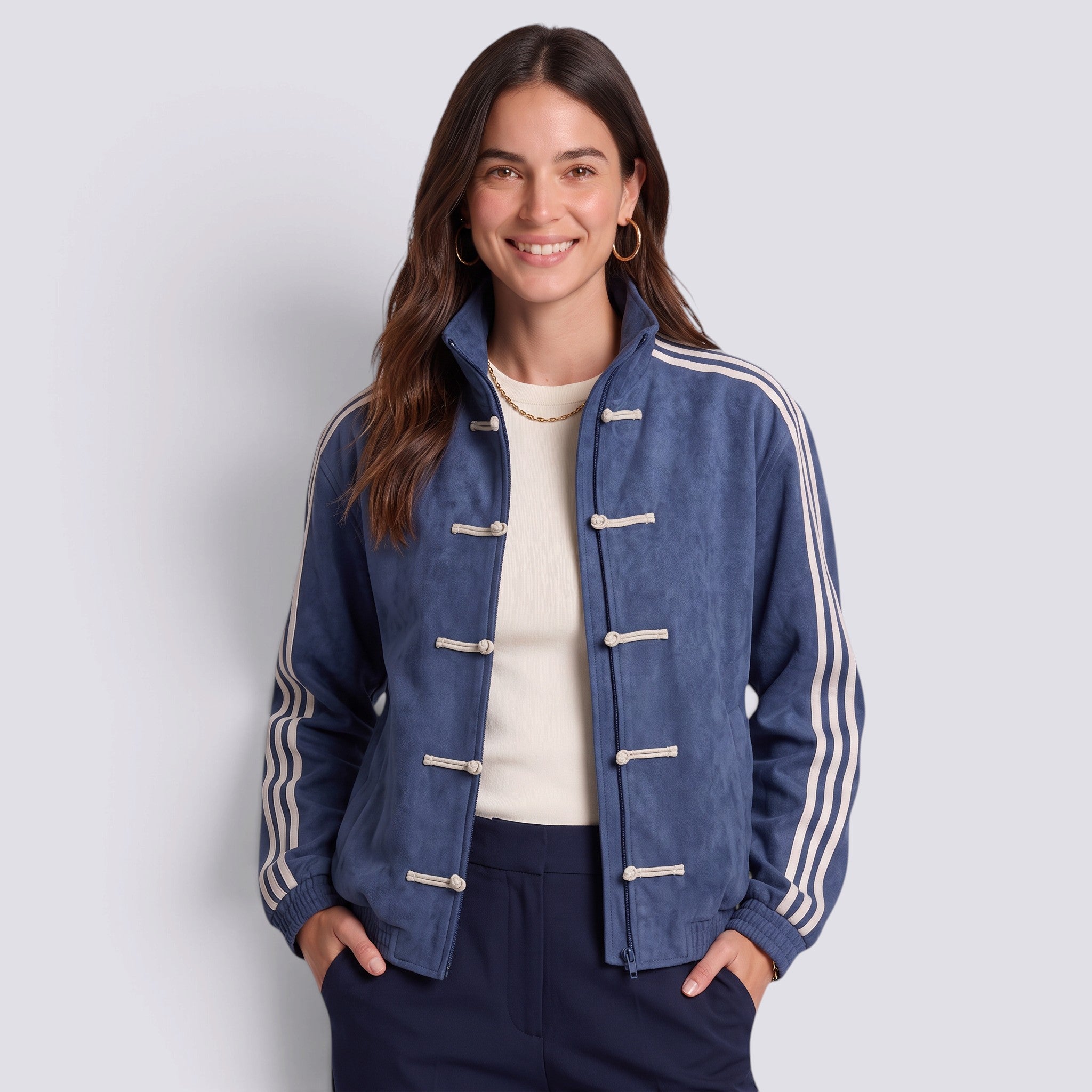 Chaqueta Hombre Efecto Ante Cuello Alto