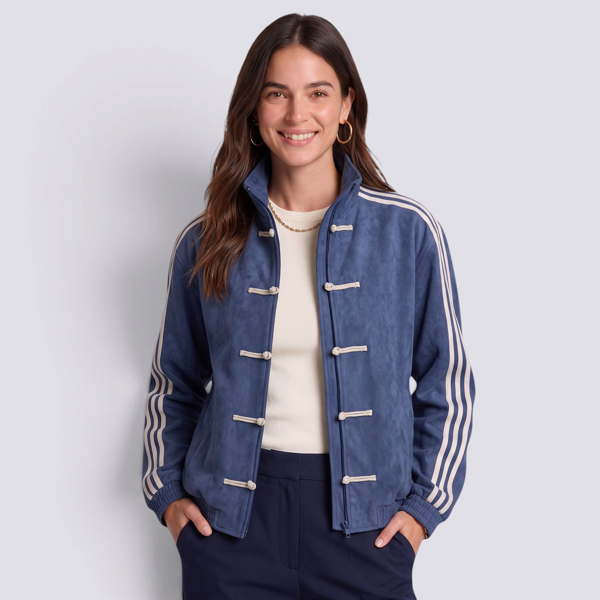 Chaqueta Hombre Efecto Ante Cuello Alto