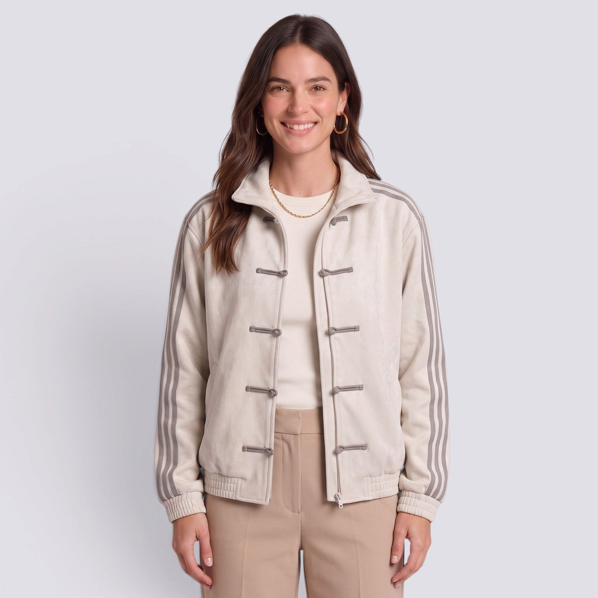 Chaqueta Hombre Efecto Ante Cuello Alto