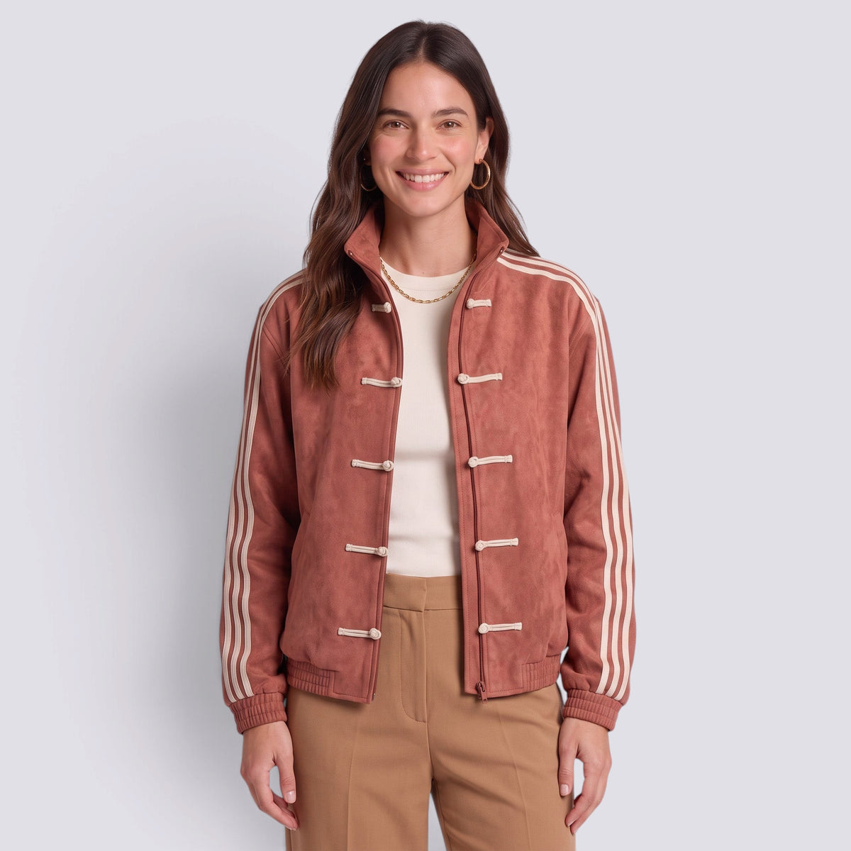 Chaqueta Hombre Efecto Ante Cuello Alto