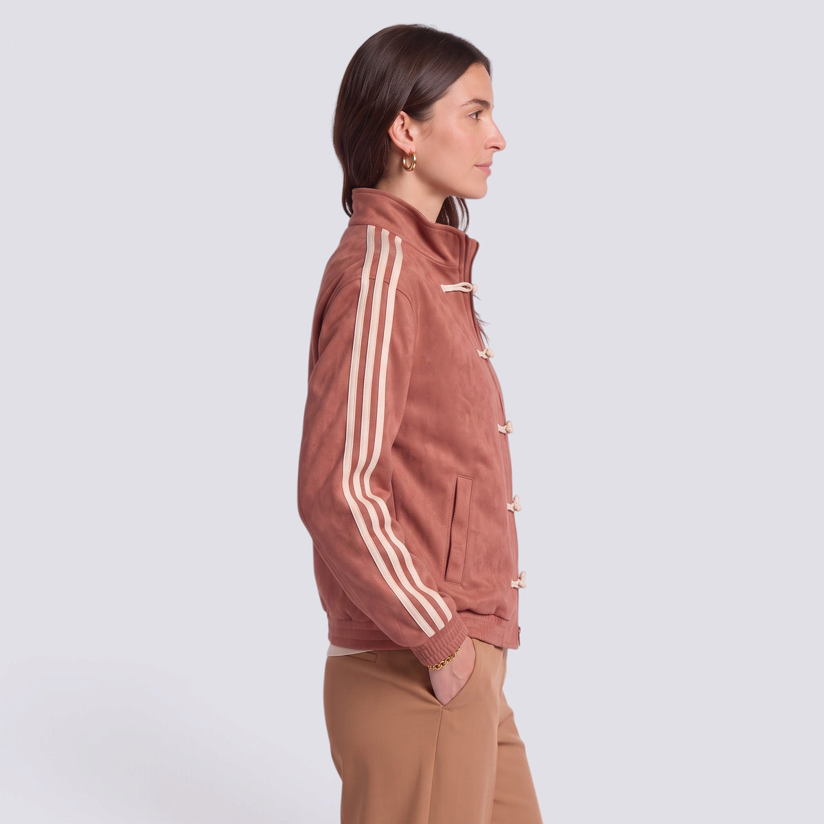 Chaqueta Hombre Efecto Ante Cuello Alto