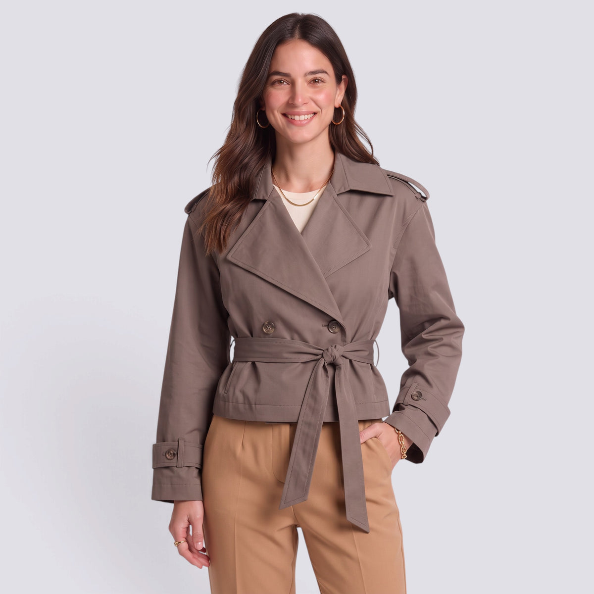 Gabardina Mujer Elegante con Cinturón