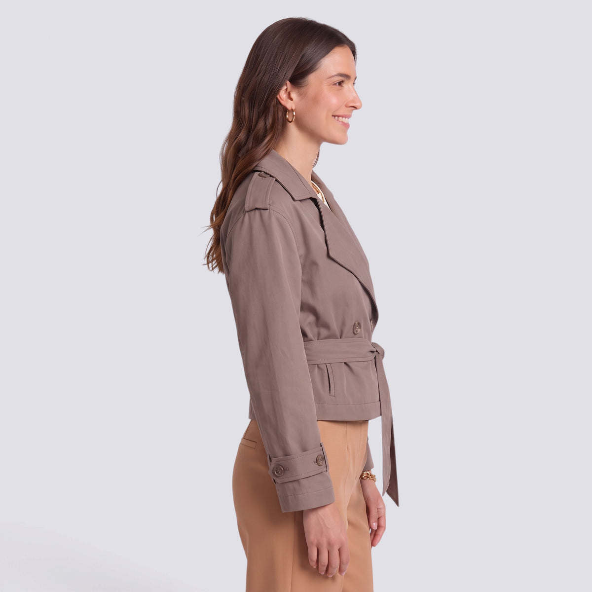 Gabardina Mujer Elegante con Cinturón