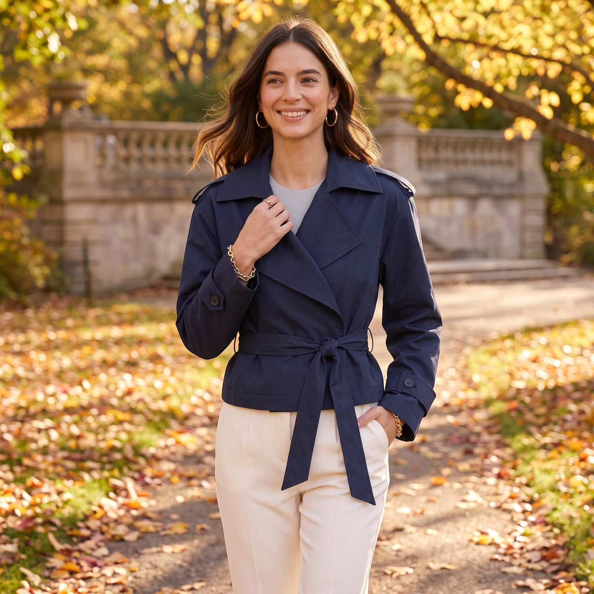 Gabardina Mujer Elegante con Cinturón