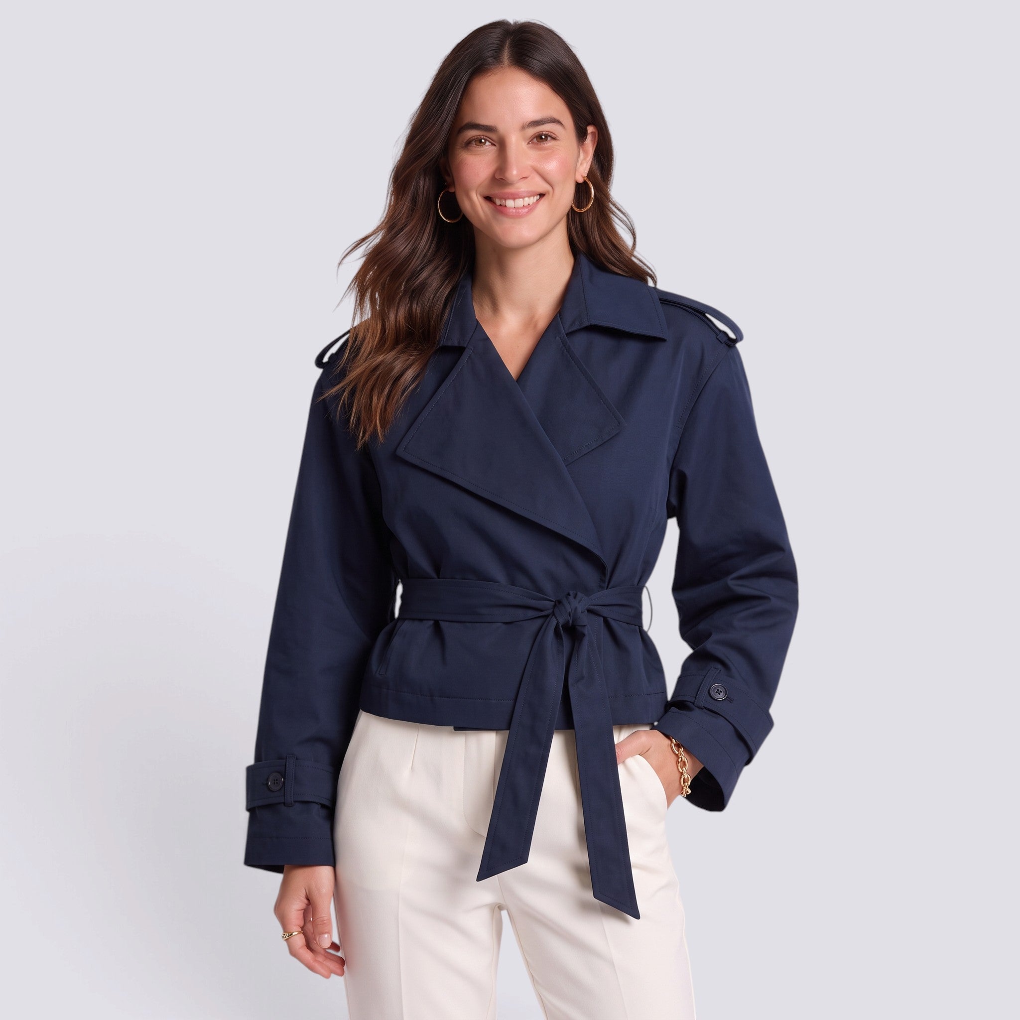Gabardina Mujer Elegante con Cinturón