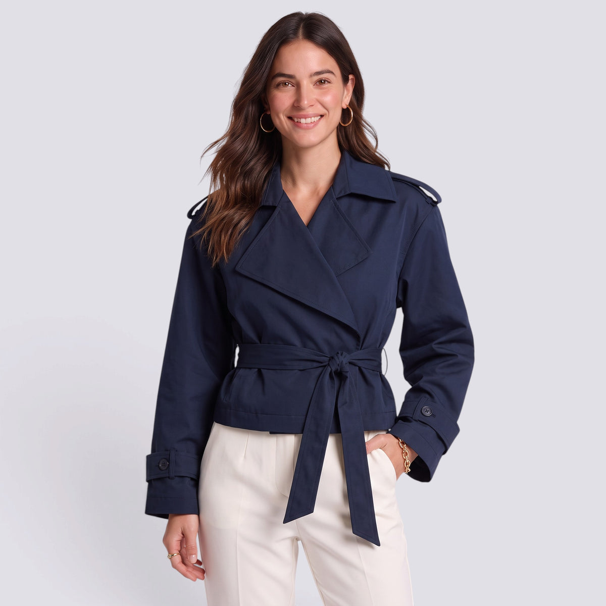 Gabardina Mujer Elegante con Cinturón