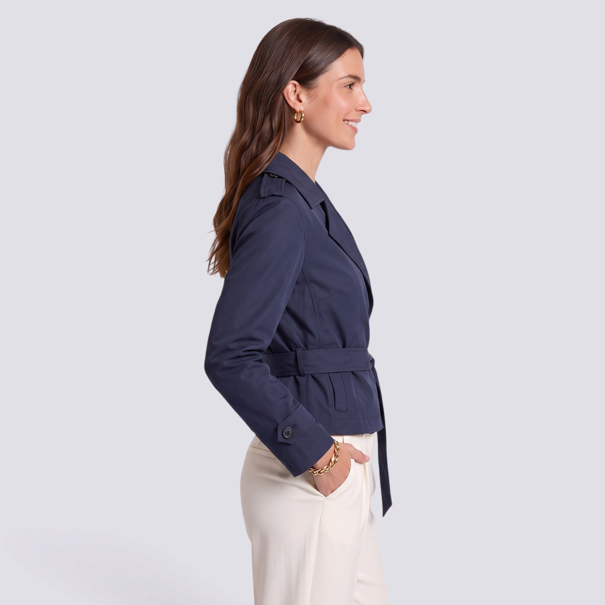 Gabardina Mujer Elegante con Cinturón