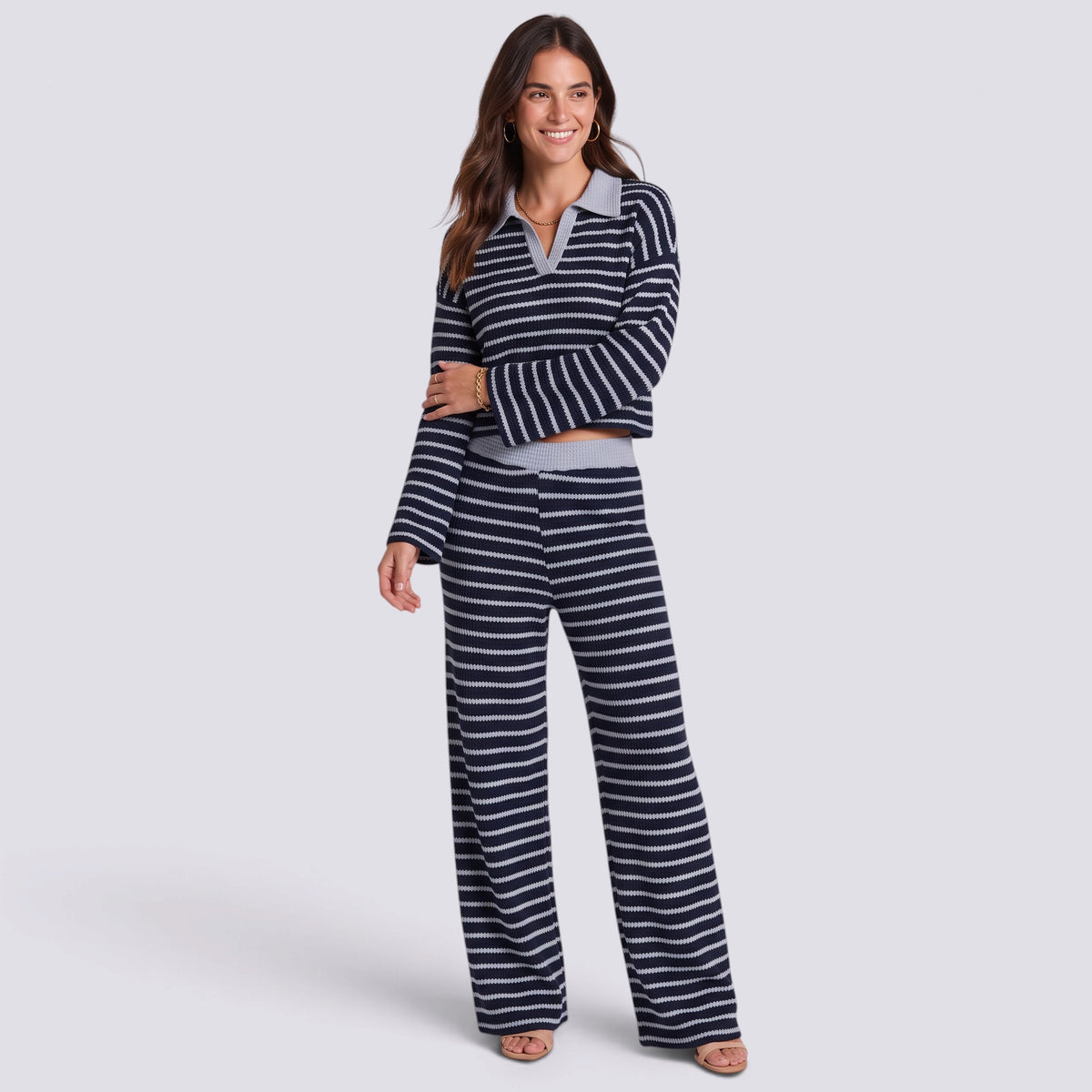 Conjunto Mujer de Punto a Rayas