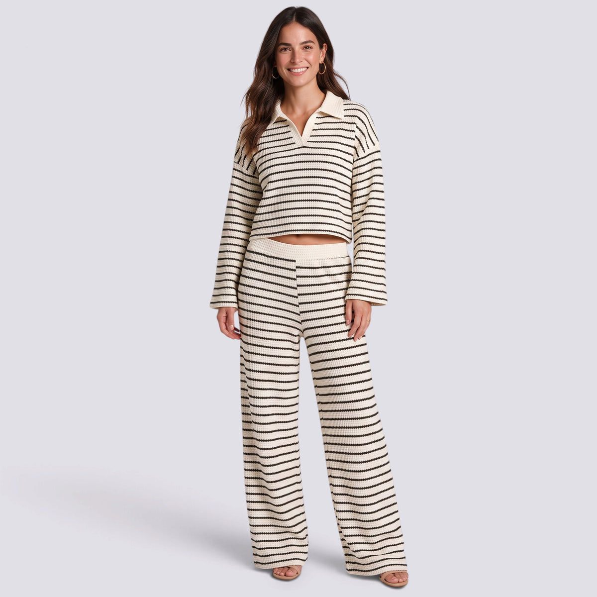 Conjunto Mujer de Punto a Rayas