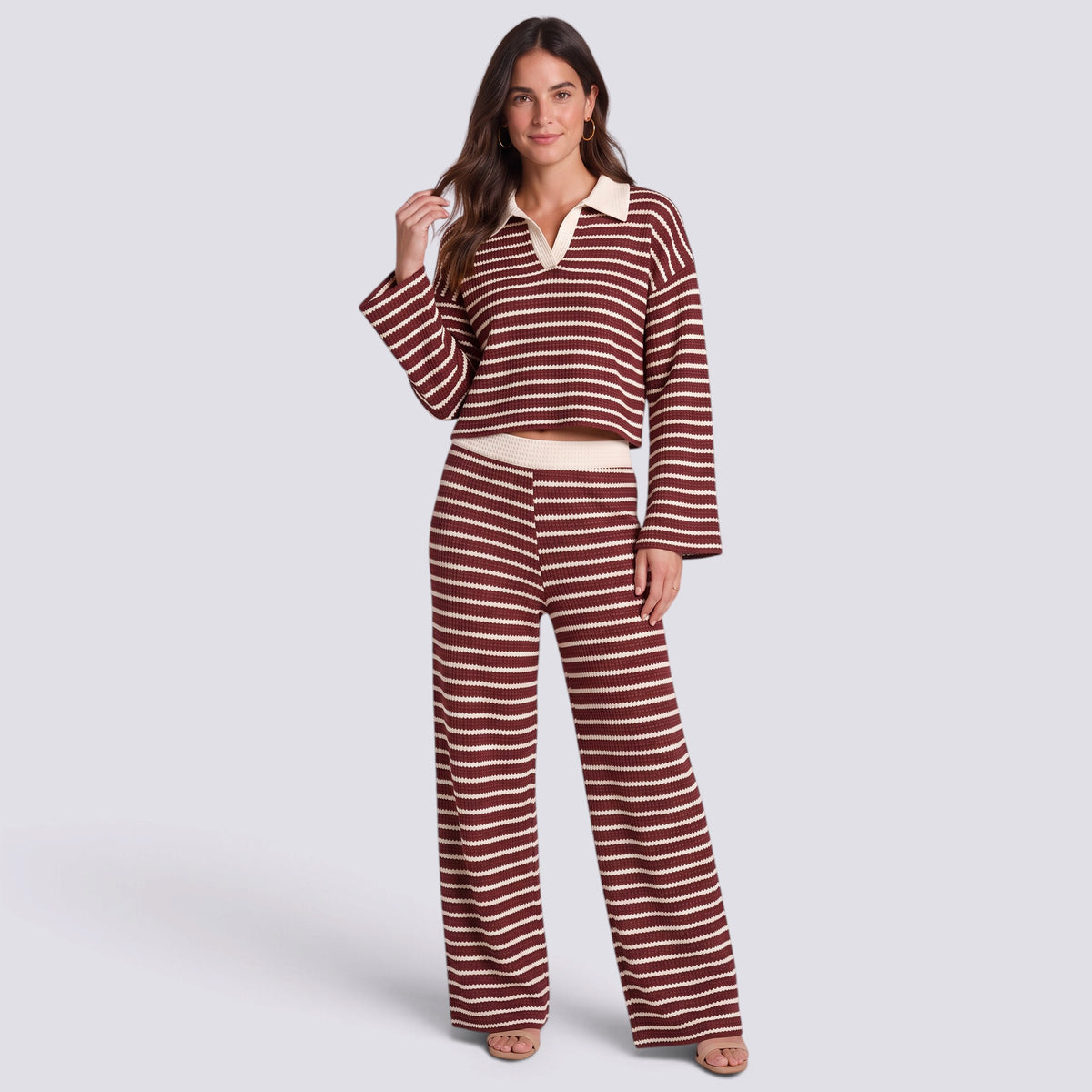 Conjunto Mujer de Punto a Rayas