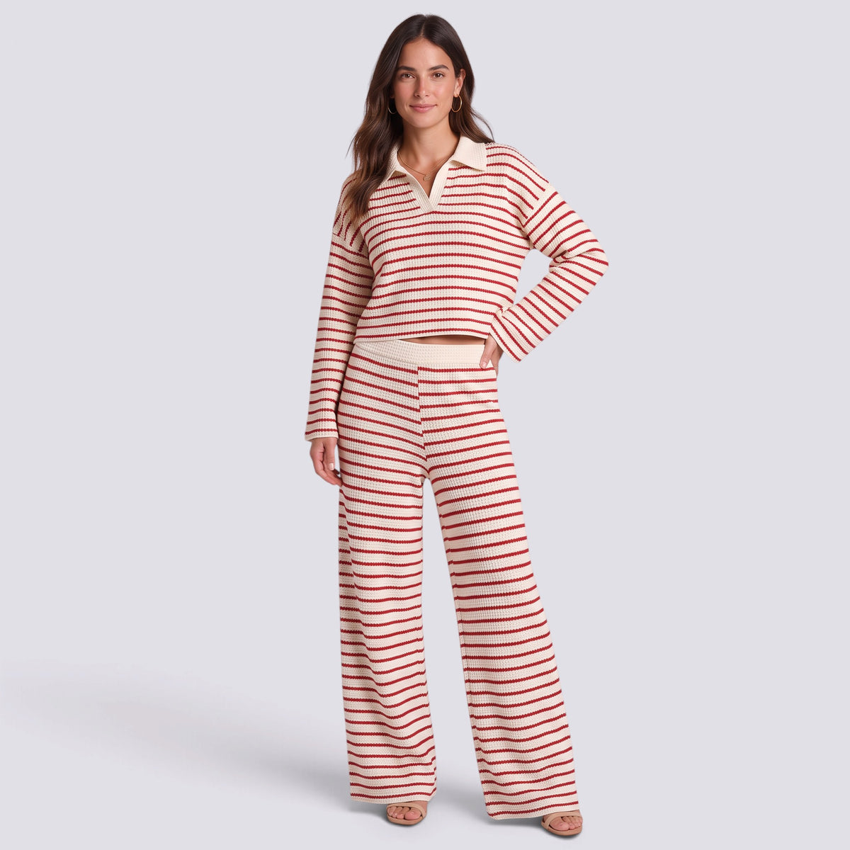 Conjunto Mujer de Punto a Rayas