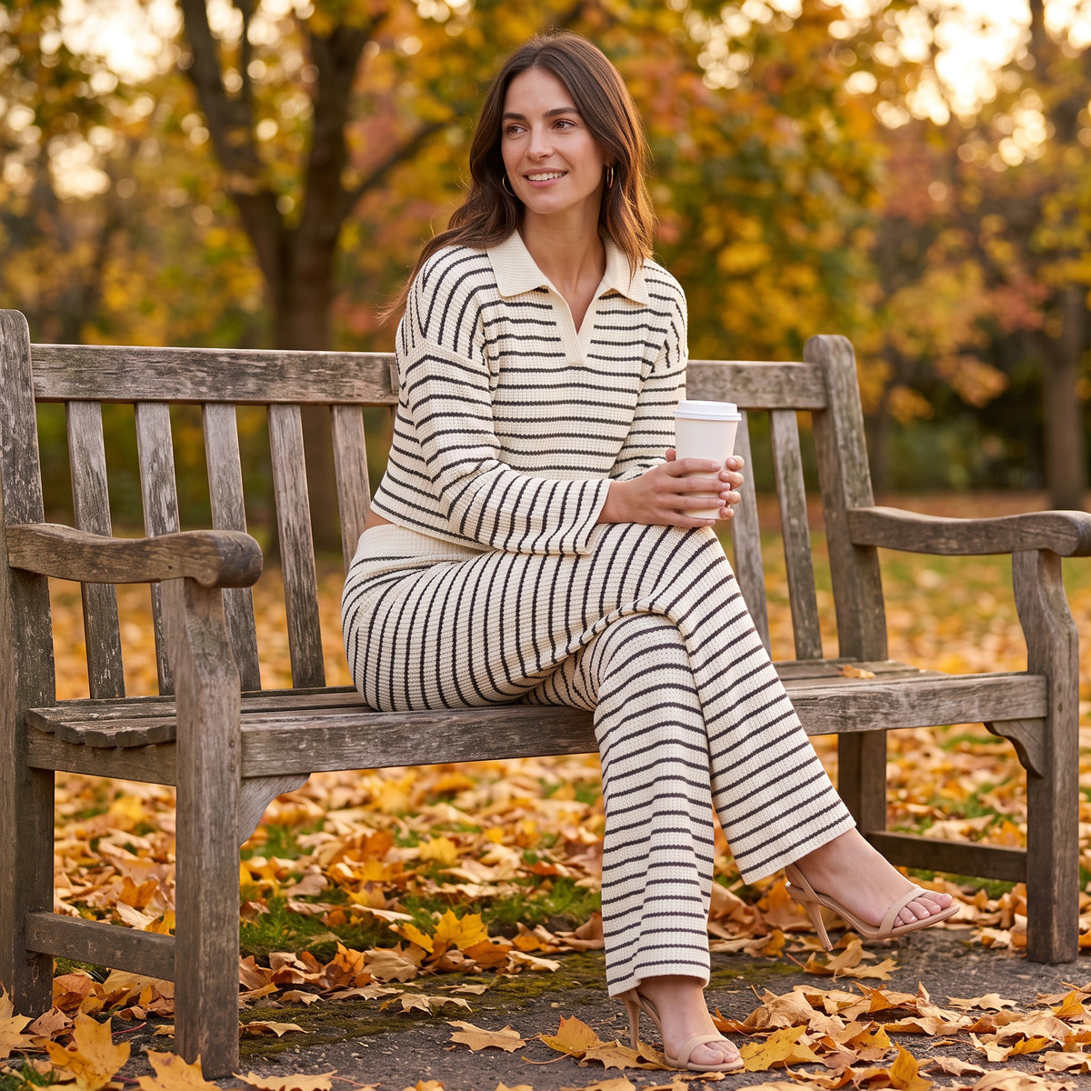 Conjunto Mujer de Punto a Rayas