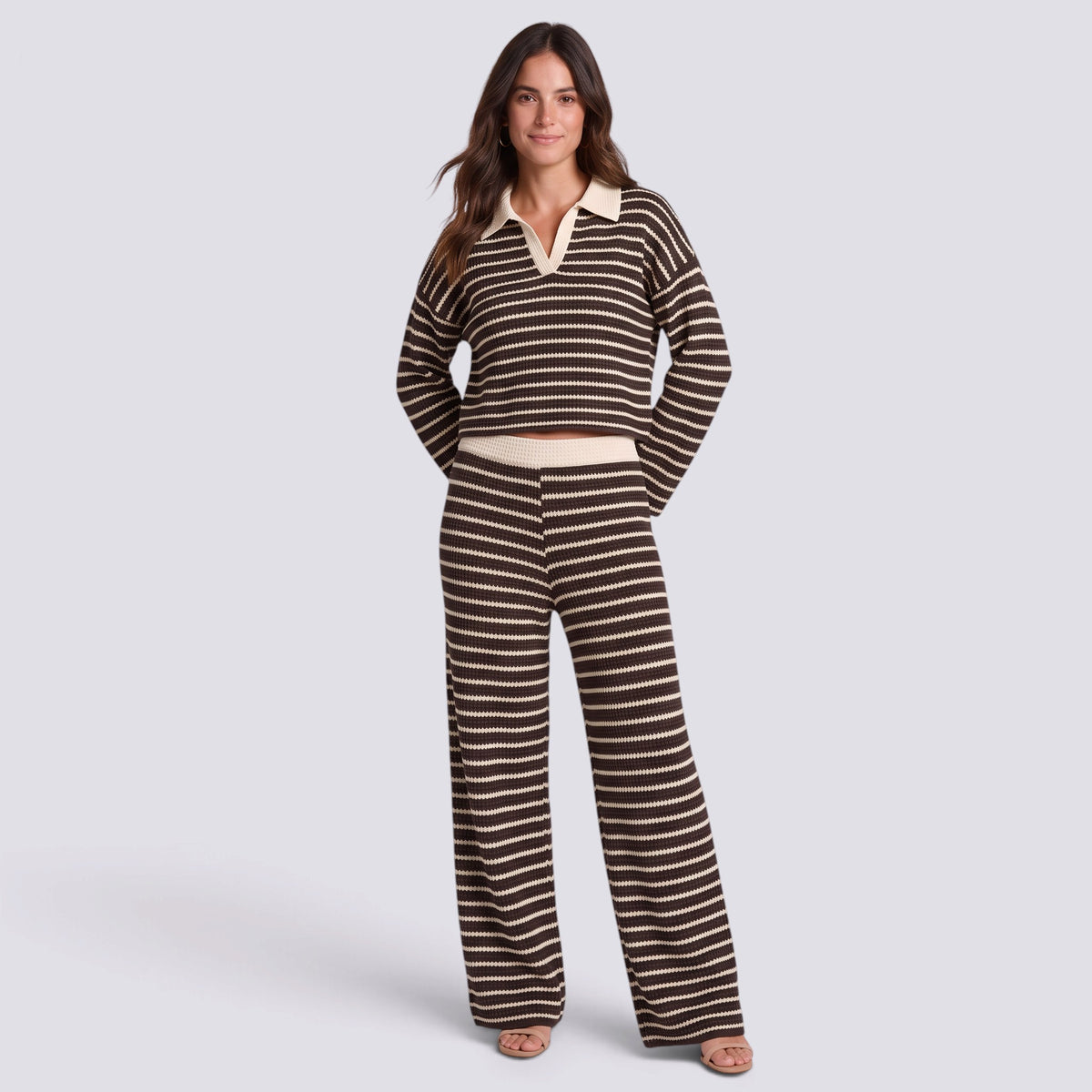 Conjunto Mujer de Punto a Rayas